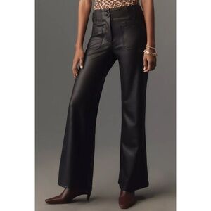 NWT Anthropologie Maeve The Junie High Rise Flare Pants Faux Leather Black 29P